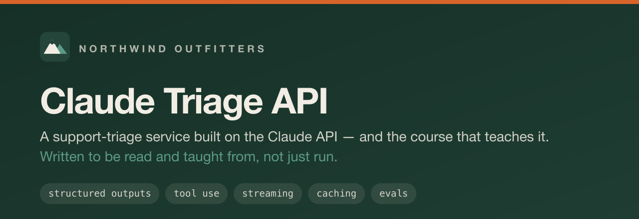 Claude Triage API — a support-triage service built on the Claude API, and the course that teaches it